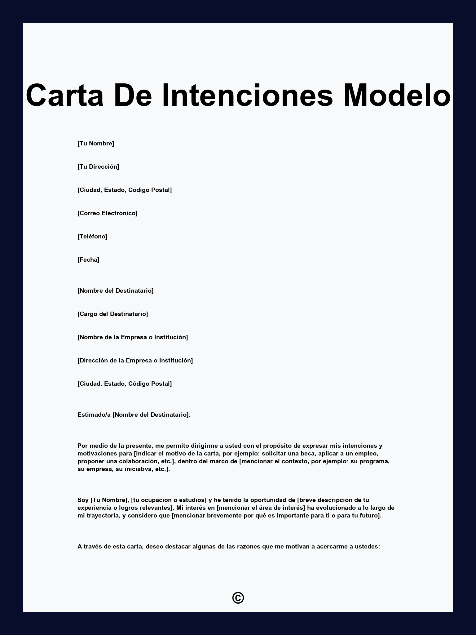 Carta De Intenciones Modelo