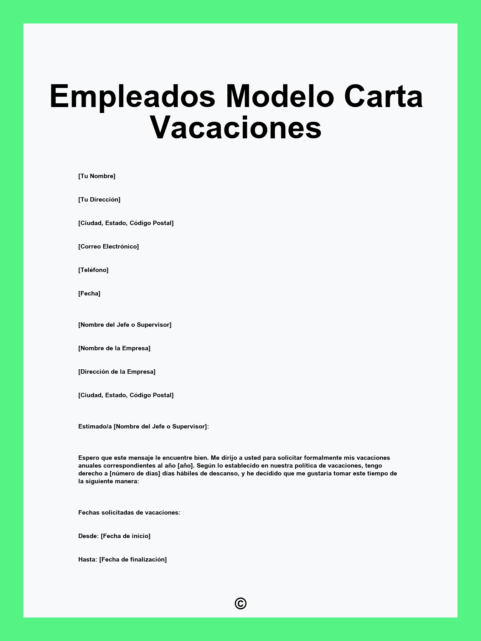 Empleados Modelo Carta Vacaciones