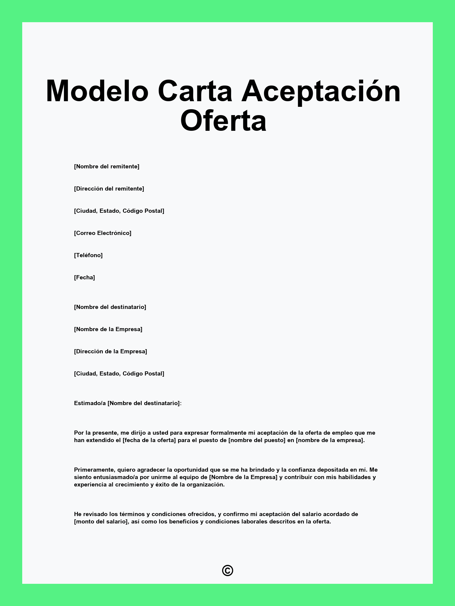 Modelo Carta Aceptación Oferta