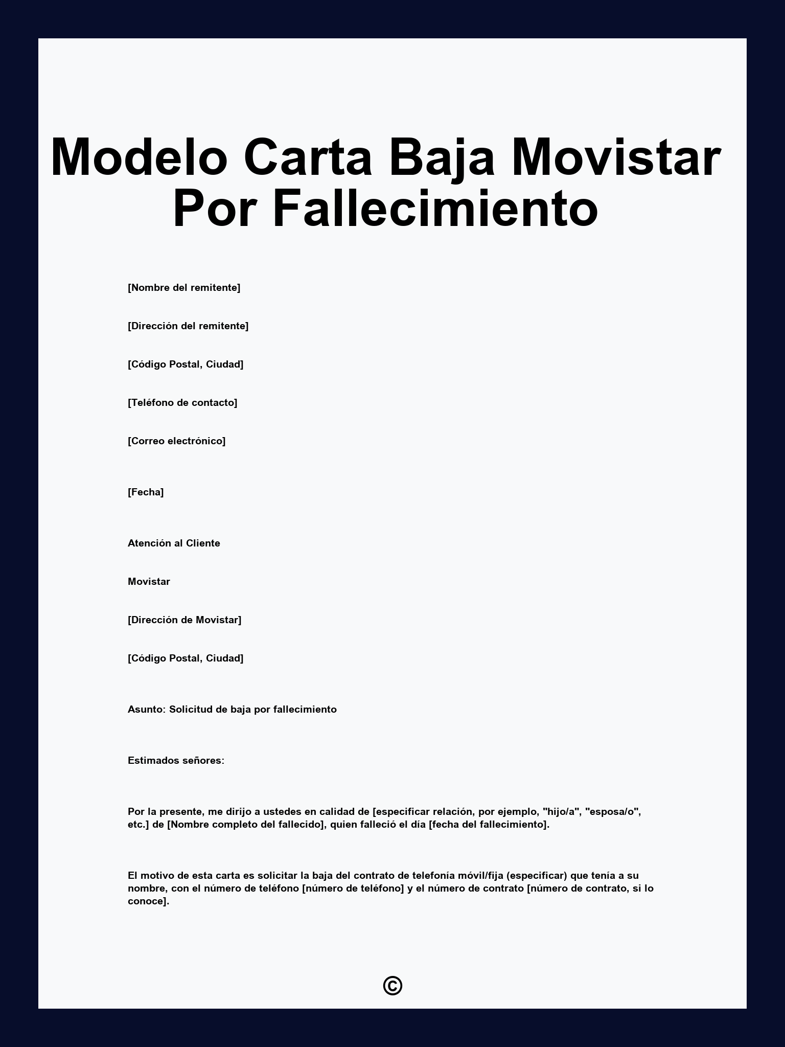 Modelo Carta Baja Movistar Por Fallecimiento