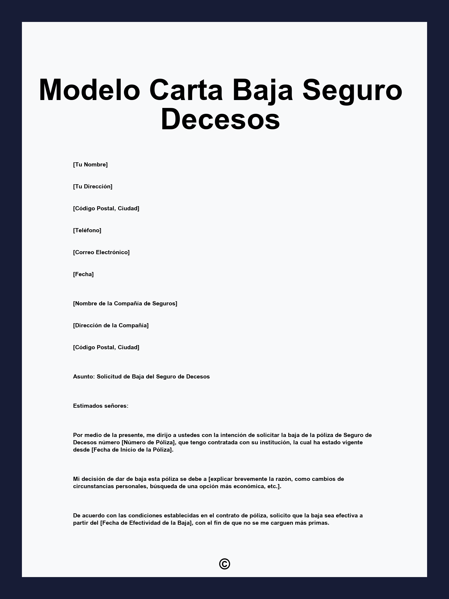 Modelo Carta Baja Seguro Decesos