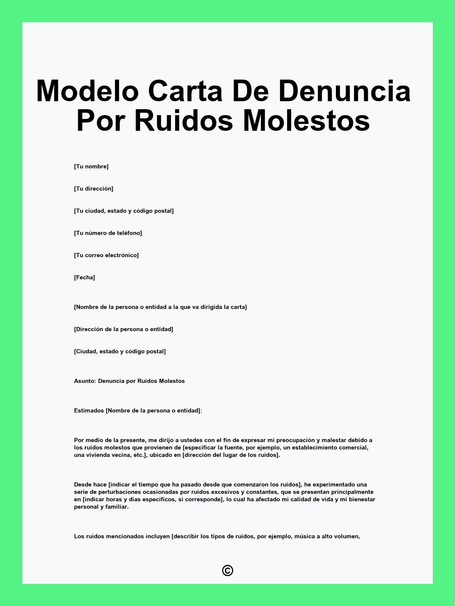 Modelo Carta De Denuncia Por Ruidos Molestos