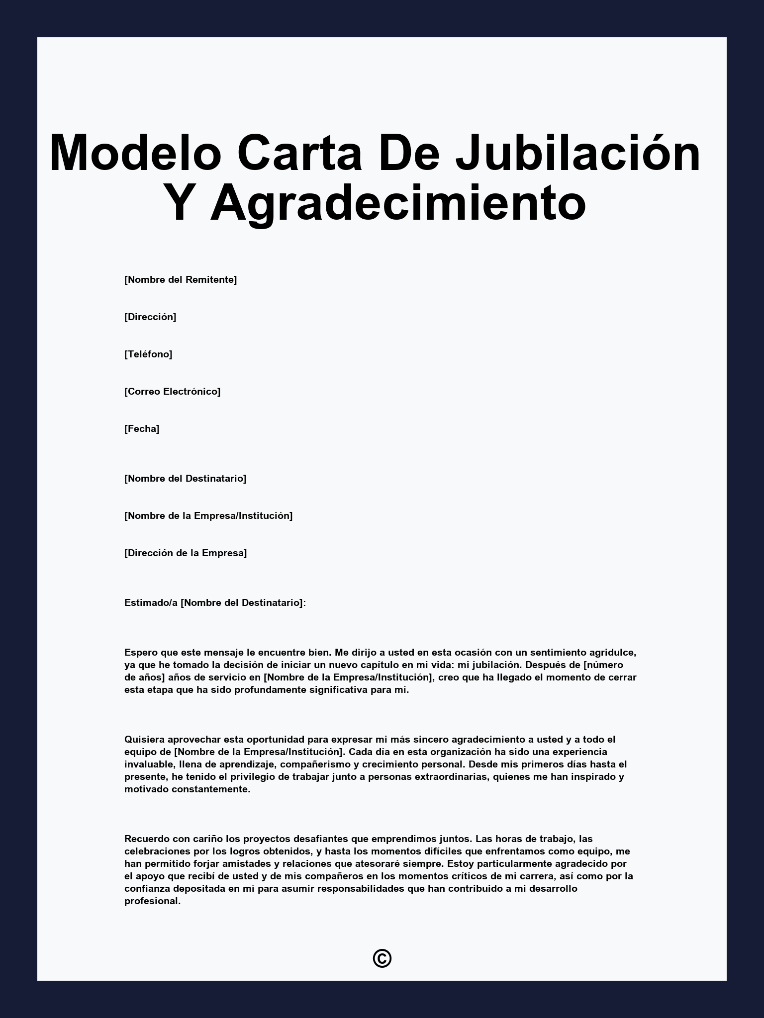Modelo Carta De Jubilación Y Agradecimiento