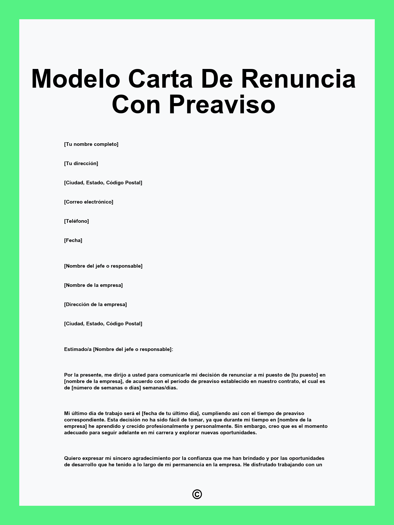Modelo Carta De Renuncia Con Preaviso