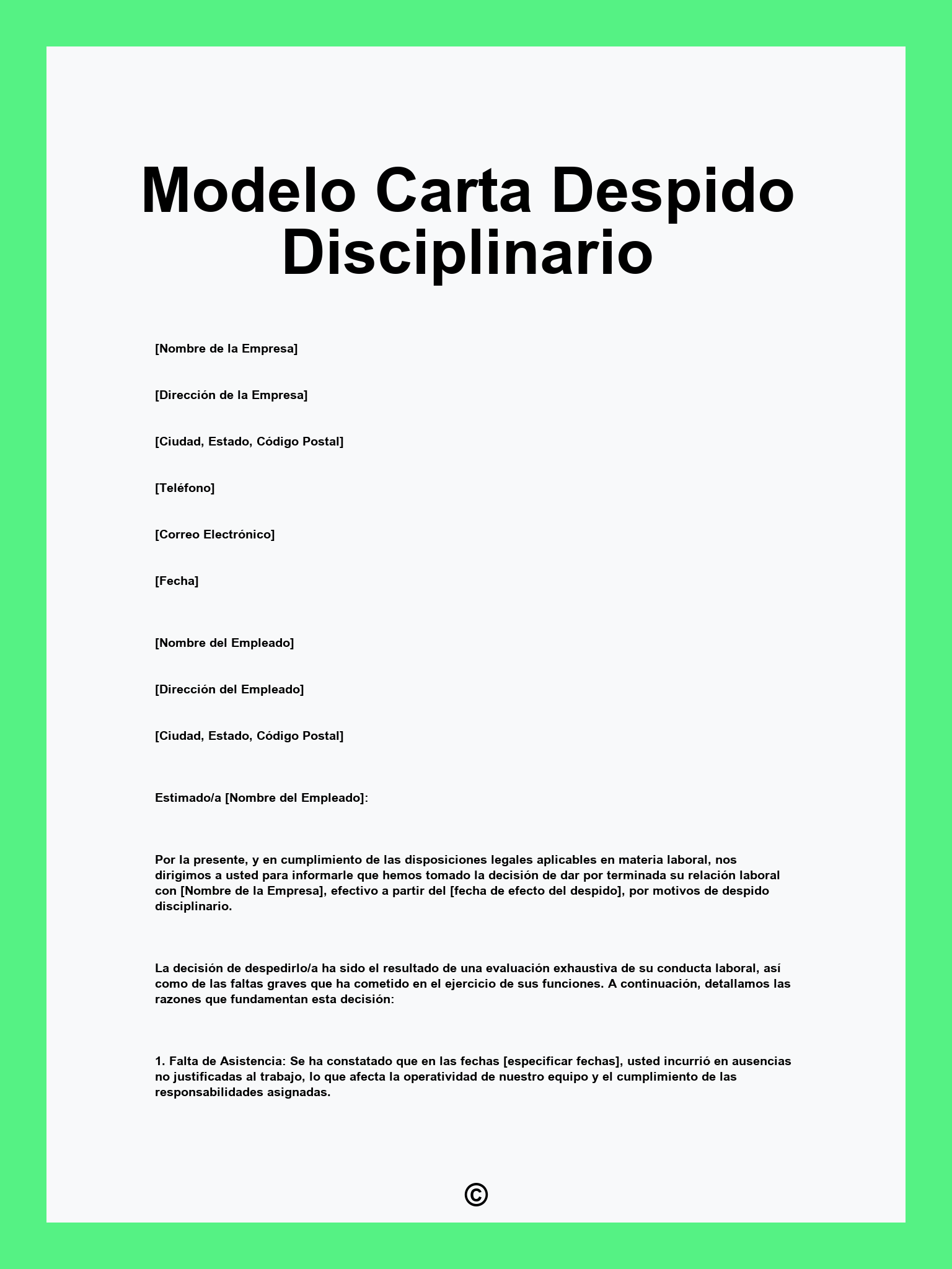 Modelo Carta Despido Disciplinario