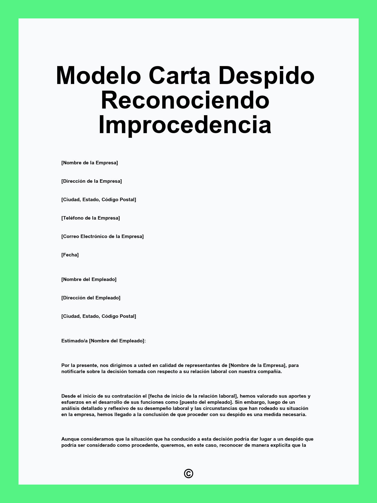 Modelo Carta Despido Reconociendo Improcedencia
