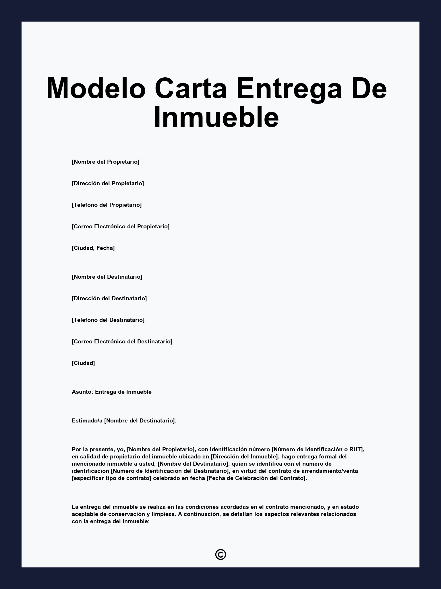 Modelo Carta Entrega De Inmueble