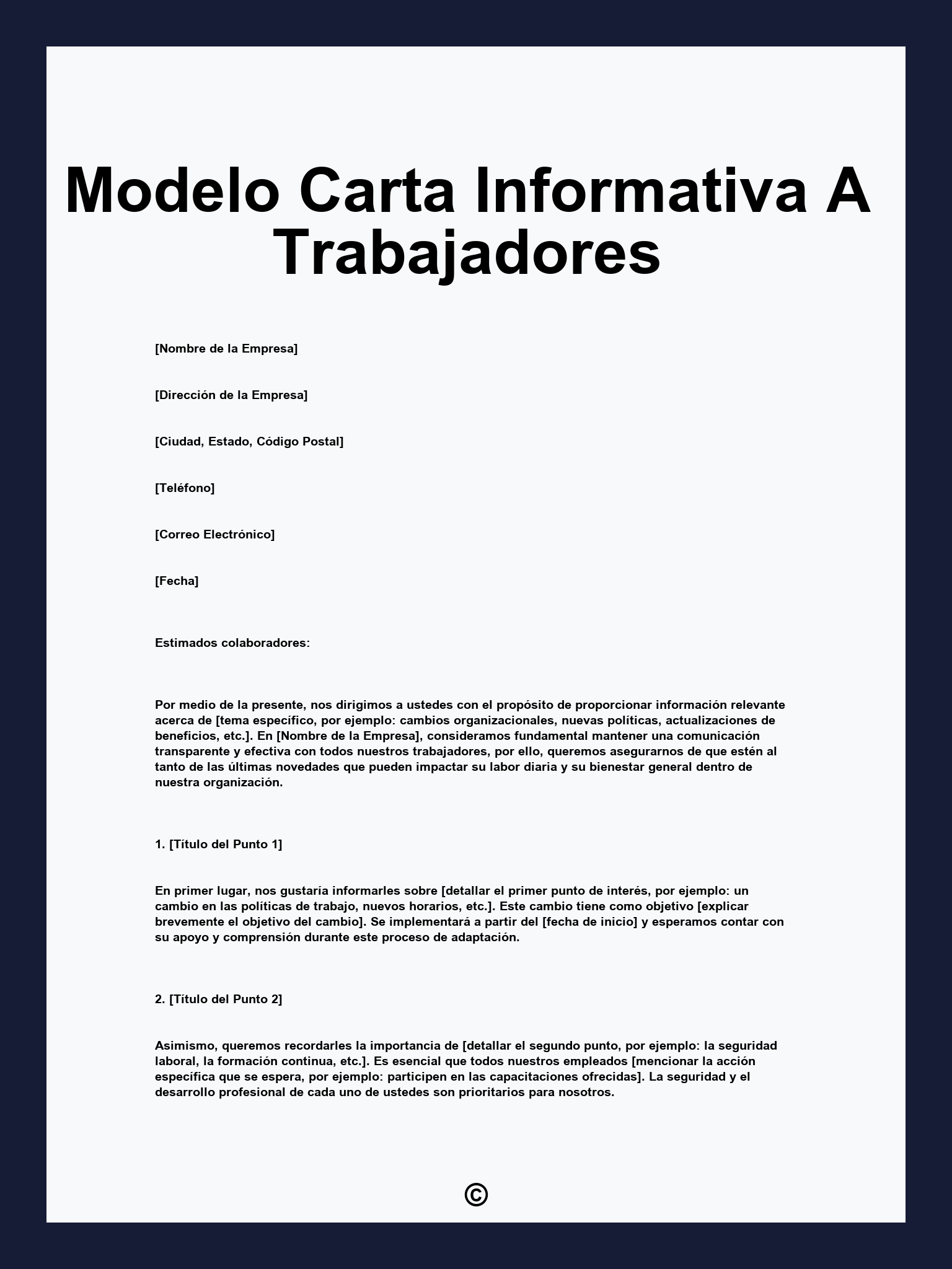 Modelo Carta Informativa A Trabajadores