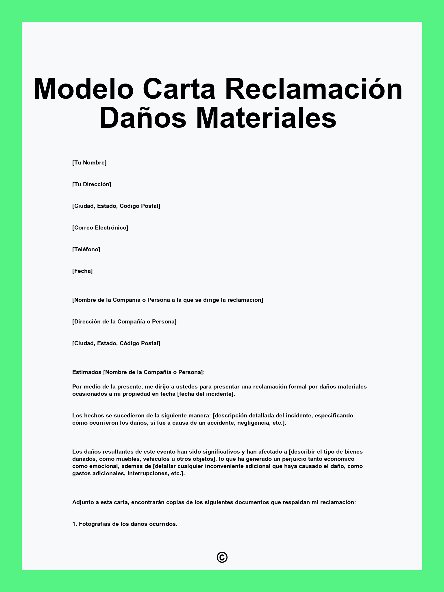 Modelo Carta Reclamación Daños Materiales