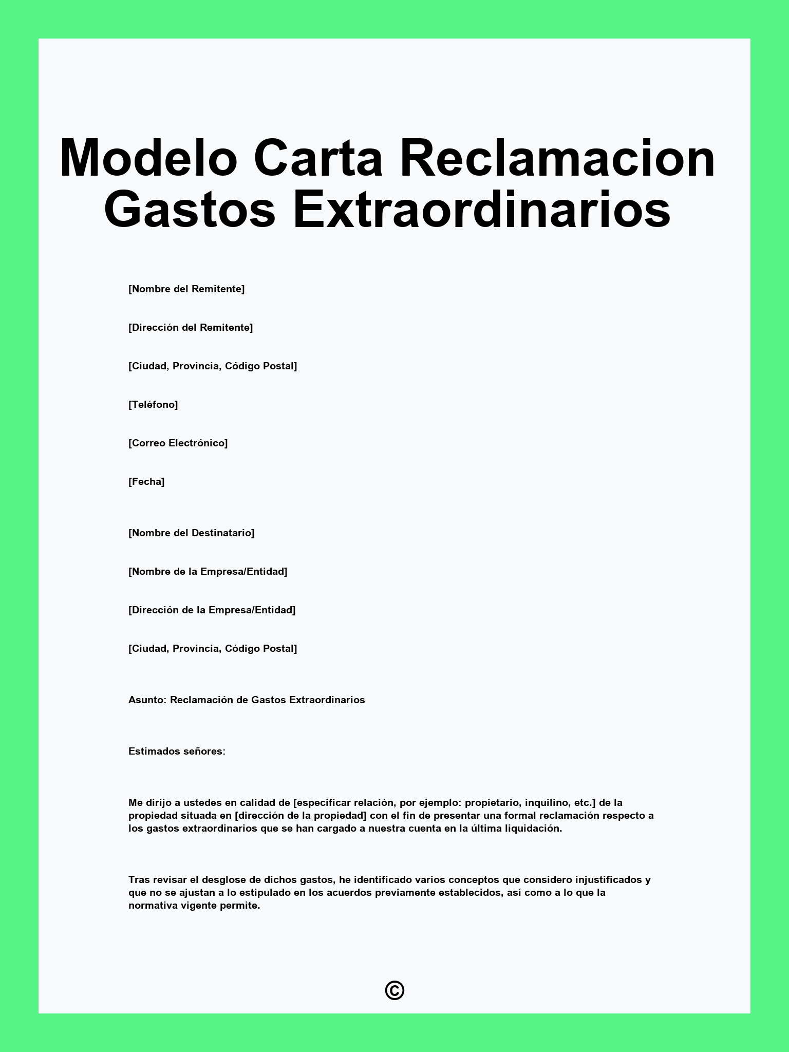 Modelo Carta Reclamacion Gastos Extraordinarios