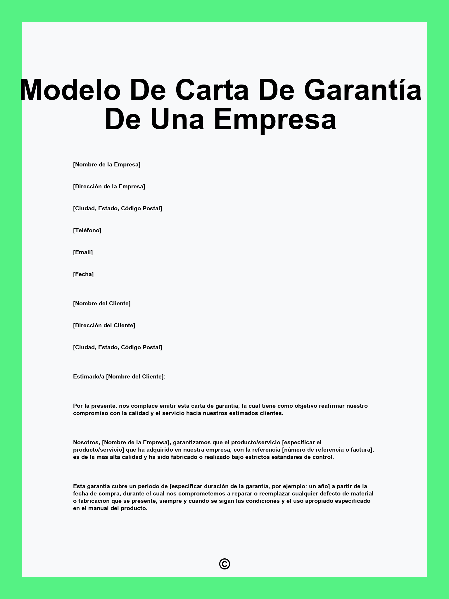 Modelo De Carta De Garantía De Una Empresa