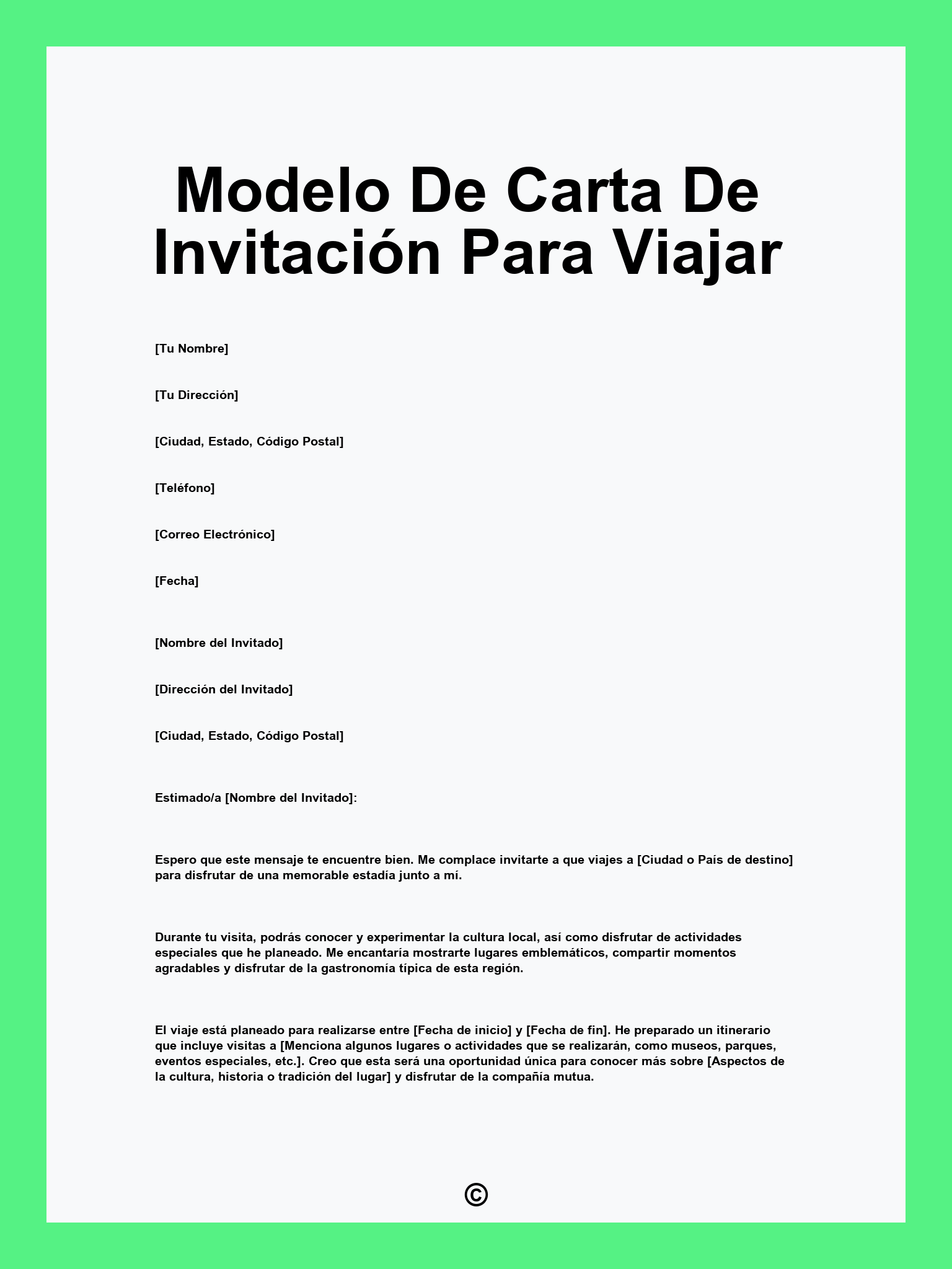 Modelo De Carta De Invitación Para Viajar