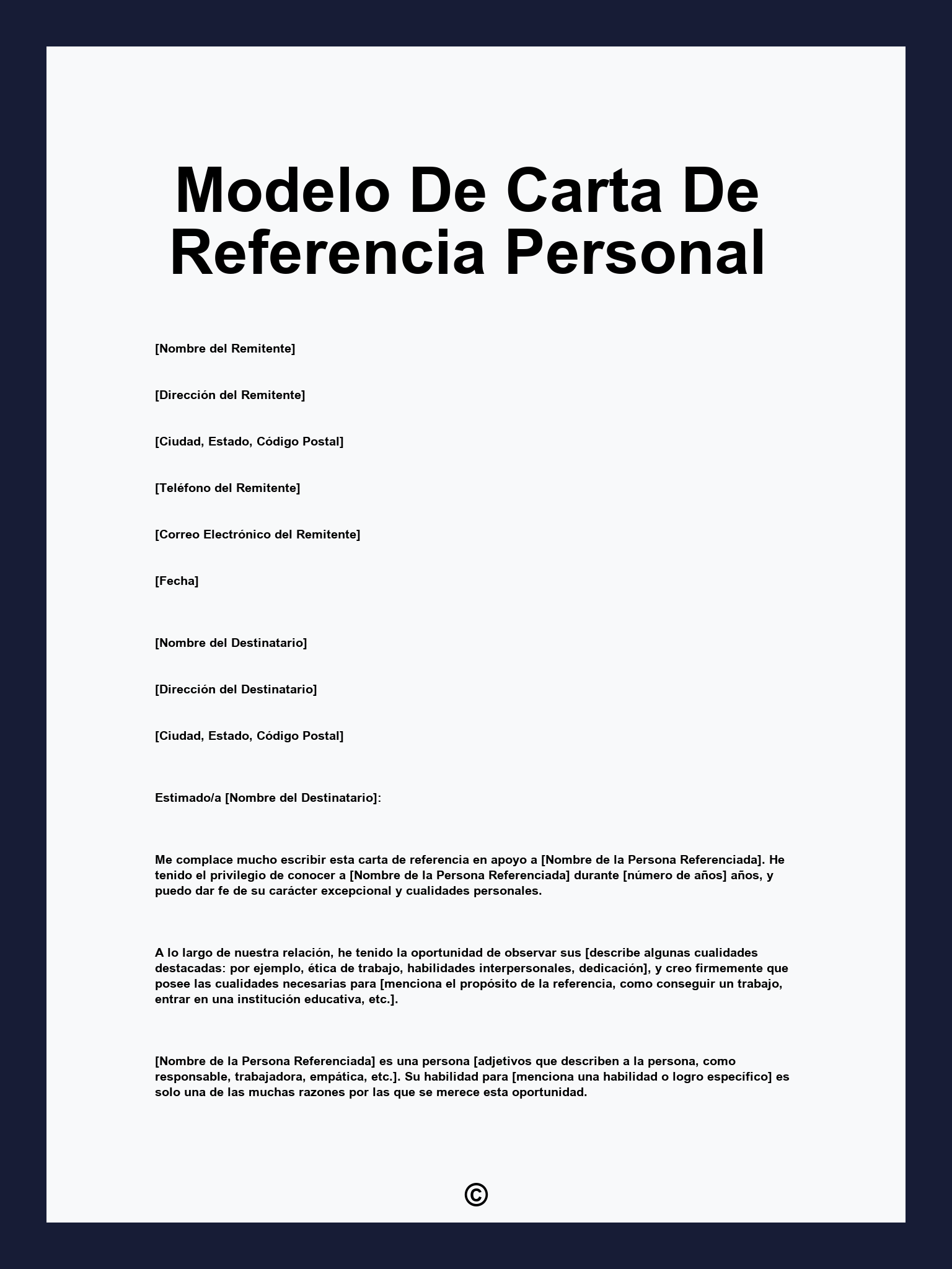 Modelo De Carta De Referencia Personal