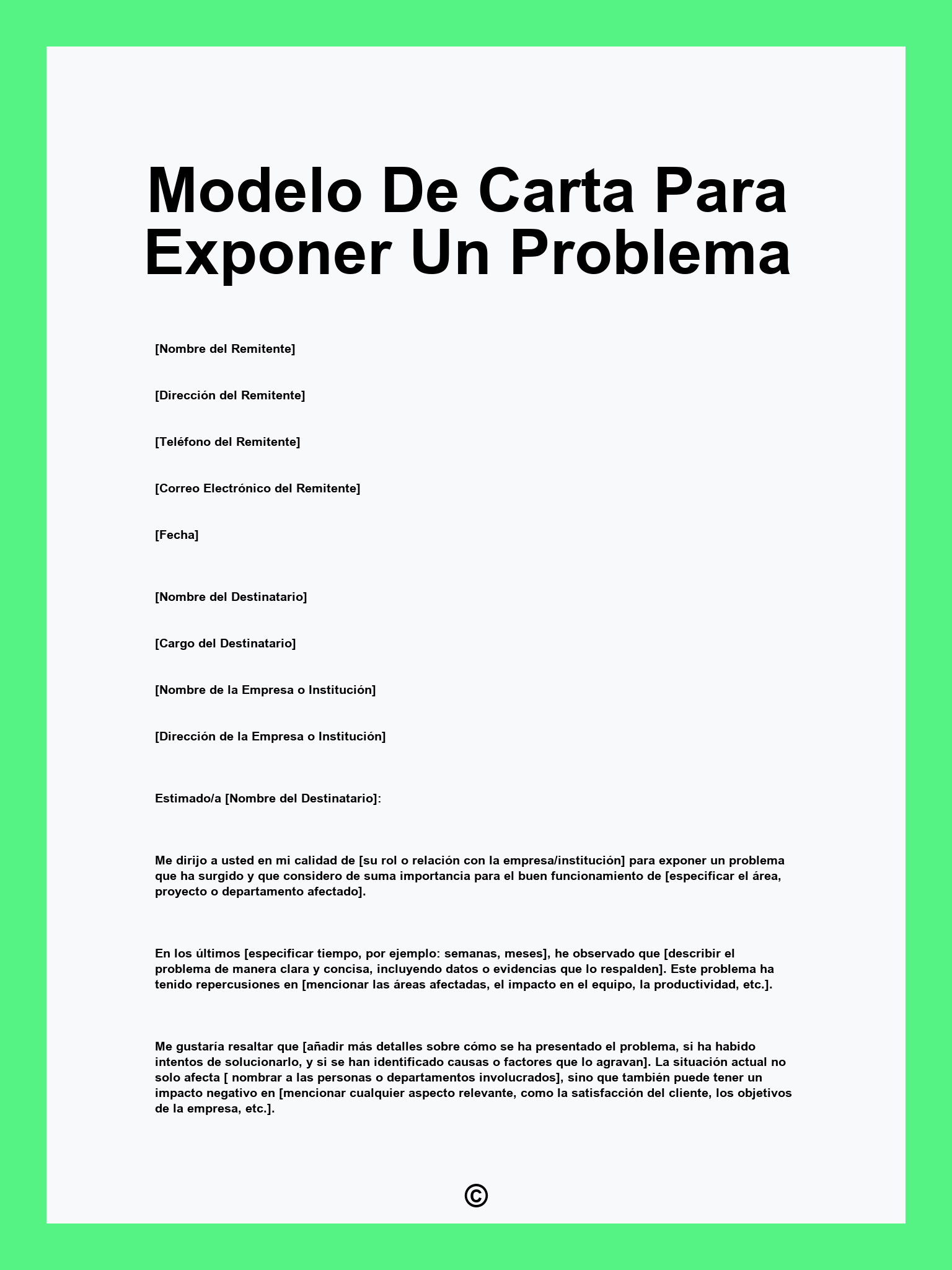 Modelo De Carta Para Exponer Un Problema