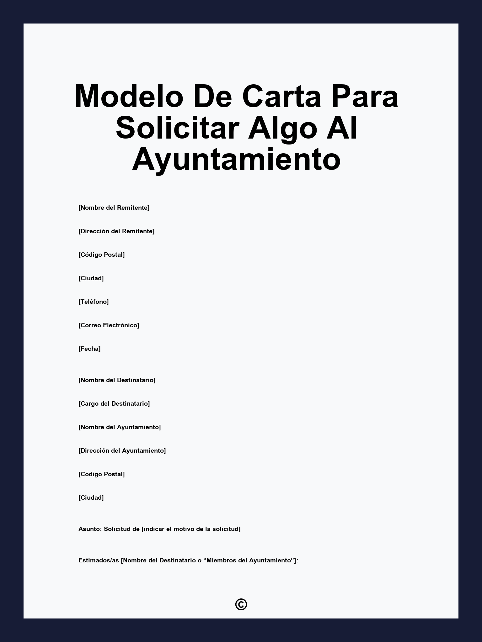 Modelo De Carta Para Solicitar Algo Al Ayuntamiento