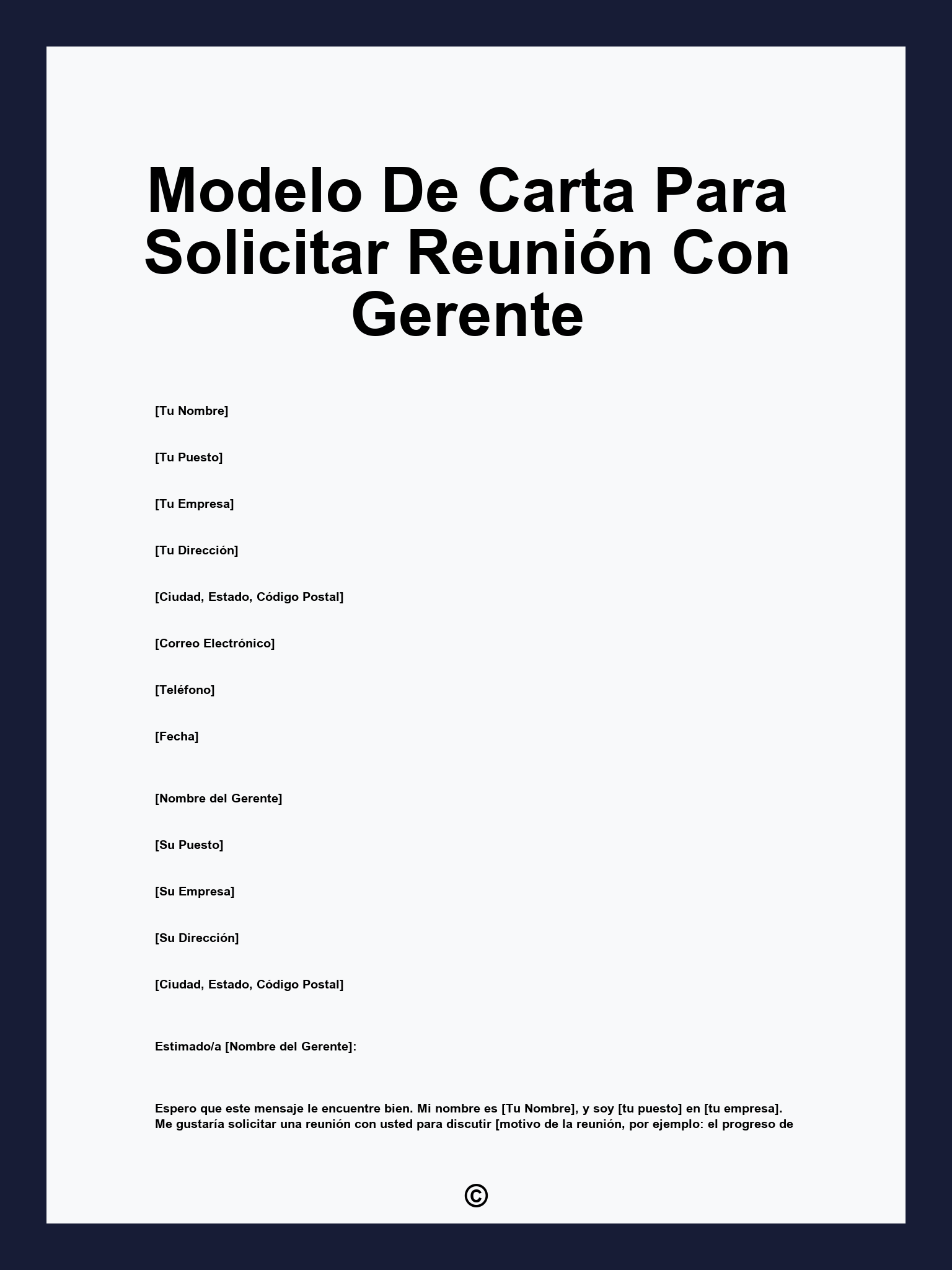 Modelo De Carta Para Solicitar Reunión Con Gerente