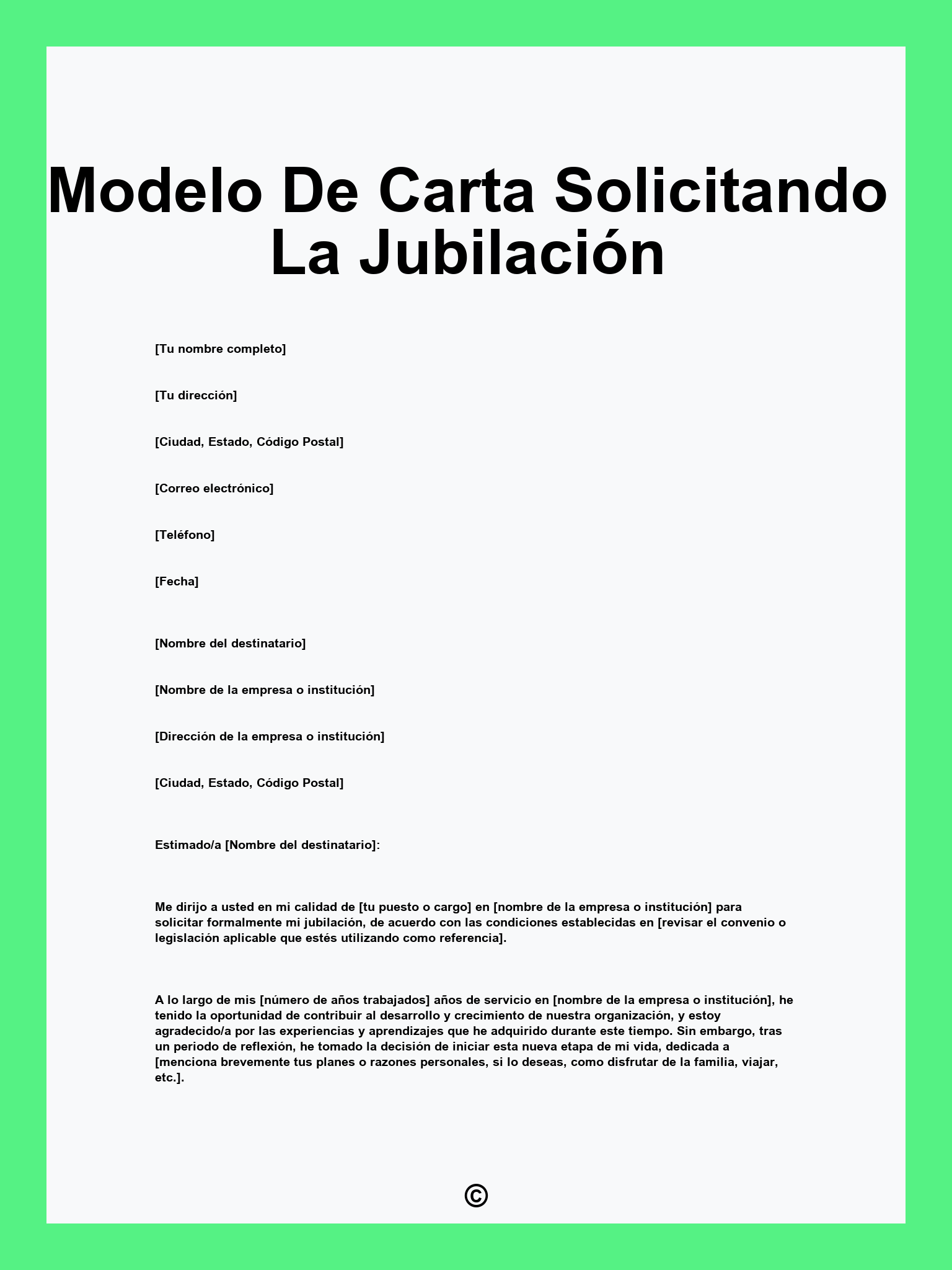 Modelo De Carta Solicitando La Jubilación