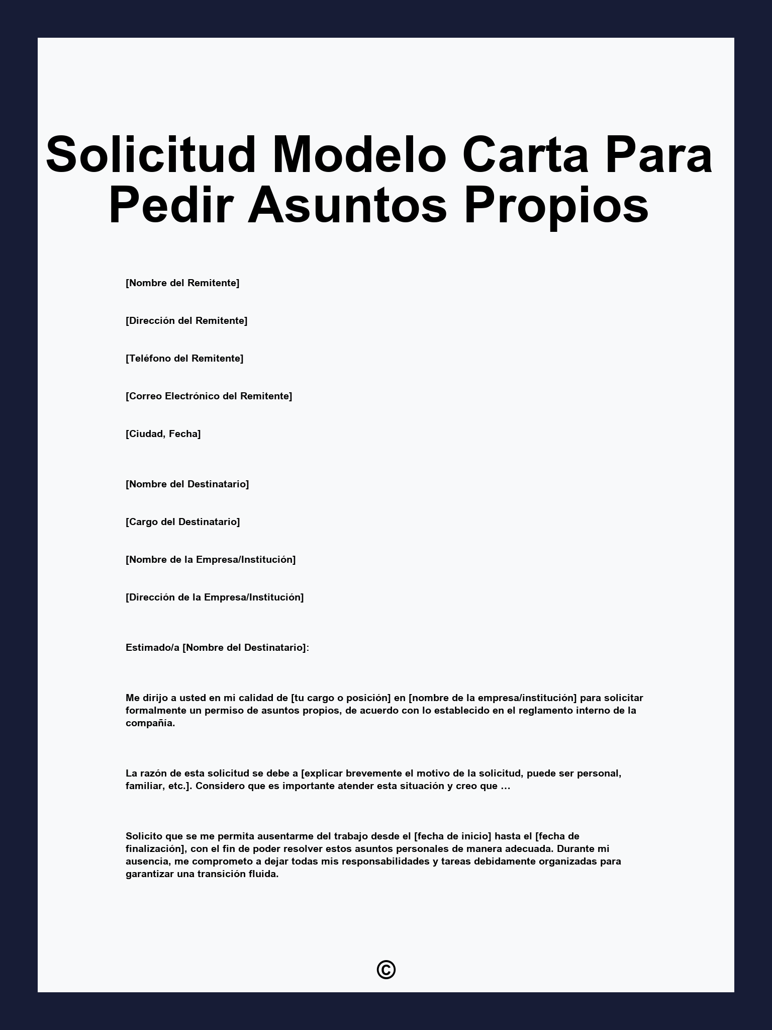 Solicitud Modelo Carta Para Pedir Asuntos Propios